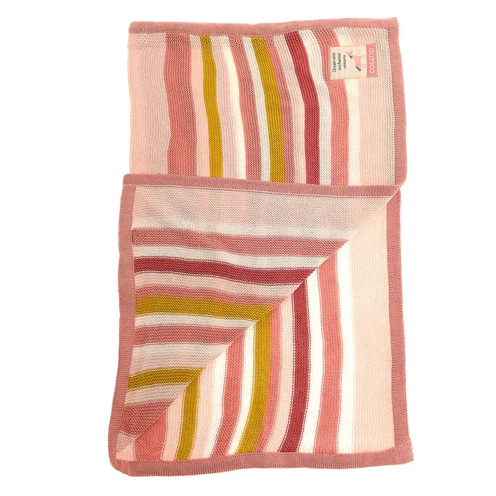 baby blanket with pink and white stripes