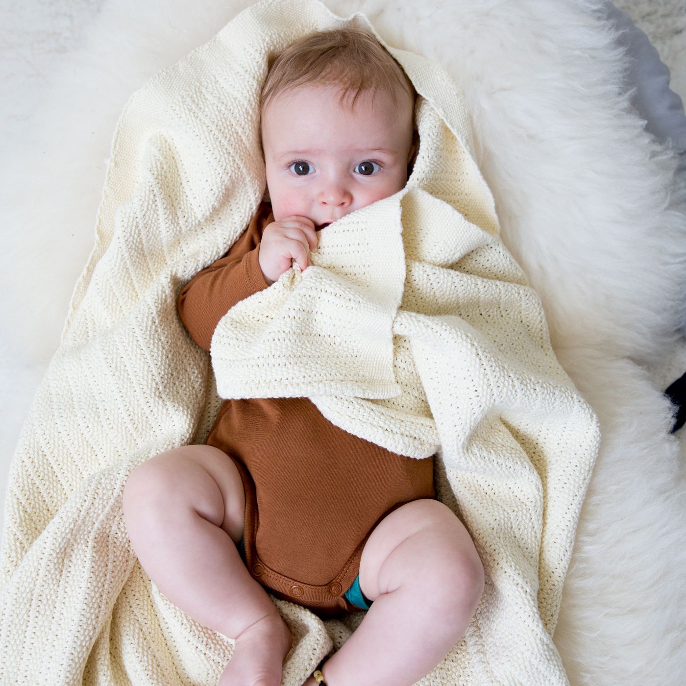 Almond cellular cotton baby blanket