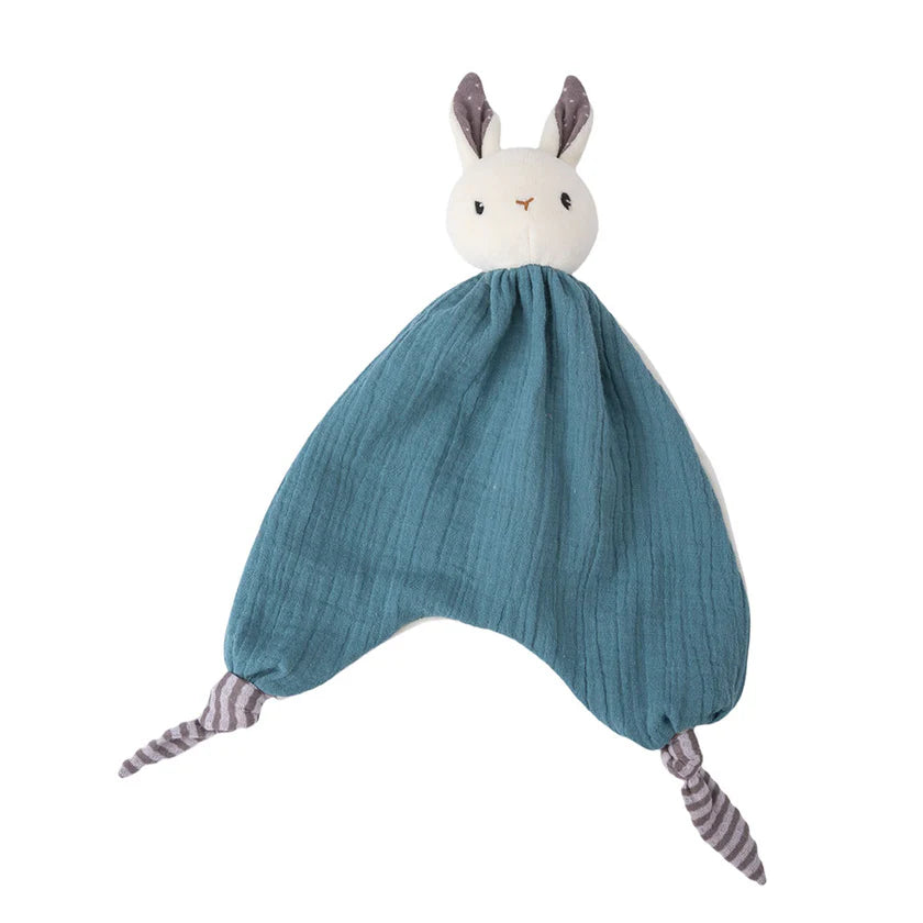 Jumini organic cotton bunny baby comforter in turquoise and white