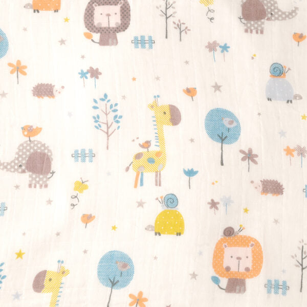 A jungle print large swaddle blanket