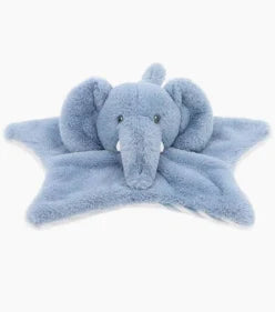 A Keeleco Ezra elephant blue baby comforter.