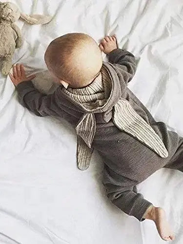 Baby Bunny Outfit, Grey Unisex Bunny Romper, Baby Gift, Baby Easter Gift