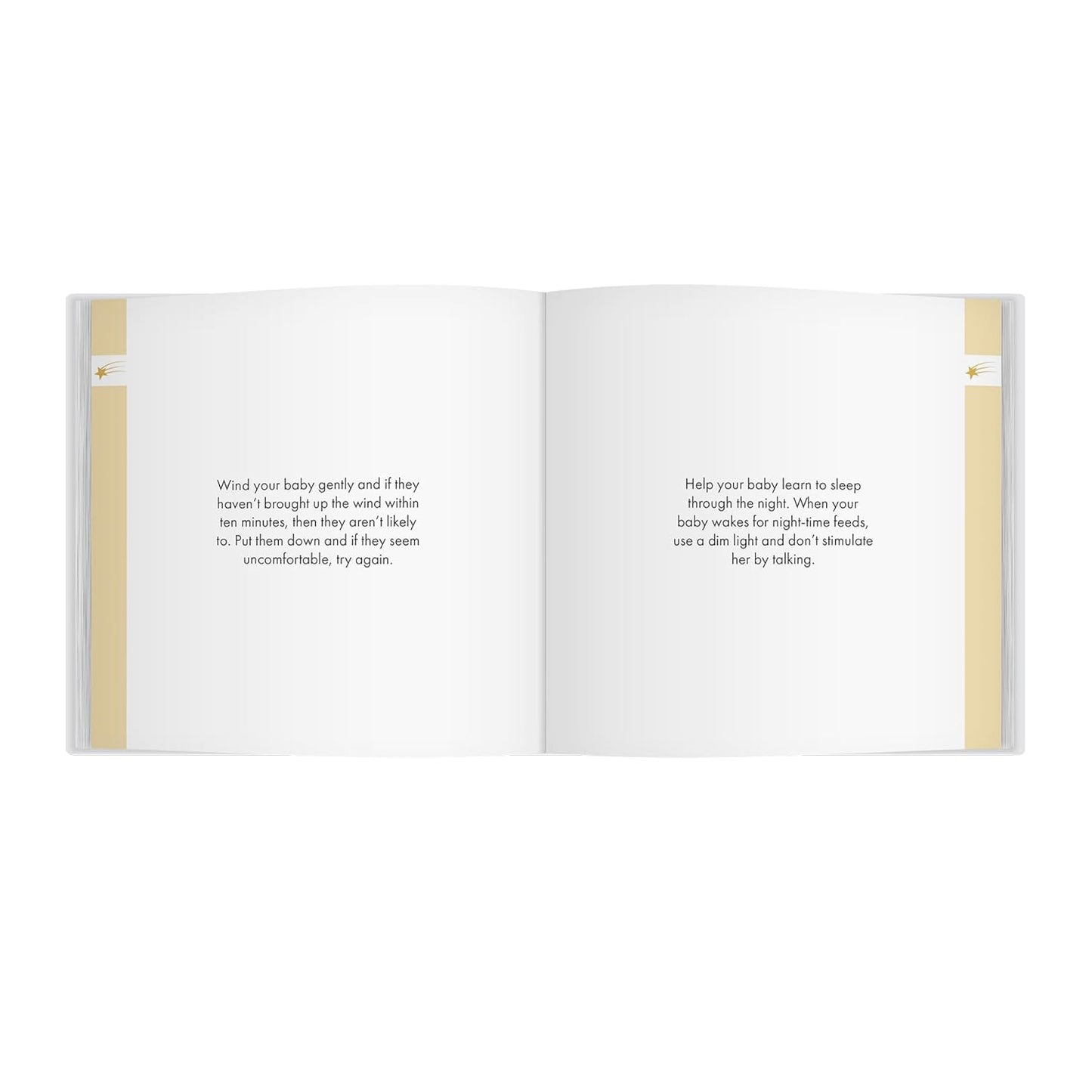 Open book with text on white background