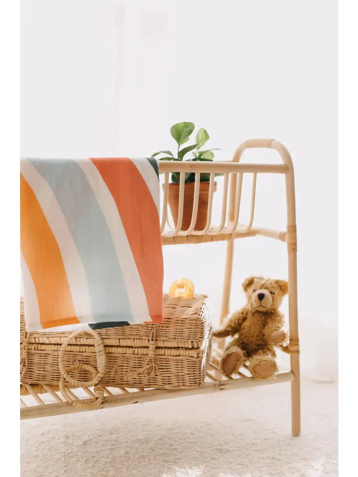 New Baby Girl Gifts, "Life's a peach" Baby Girl Present, Organic Cotton Baby Outfit, Early Years New Parents Journal, Large Rainbow Muslin Baby Blanket, Corporate Maternity Leave Gifts, Baby Pompom Hat
