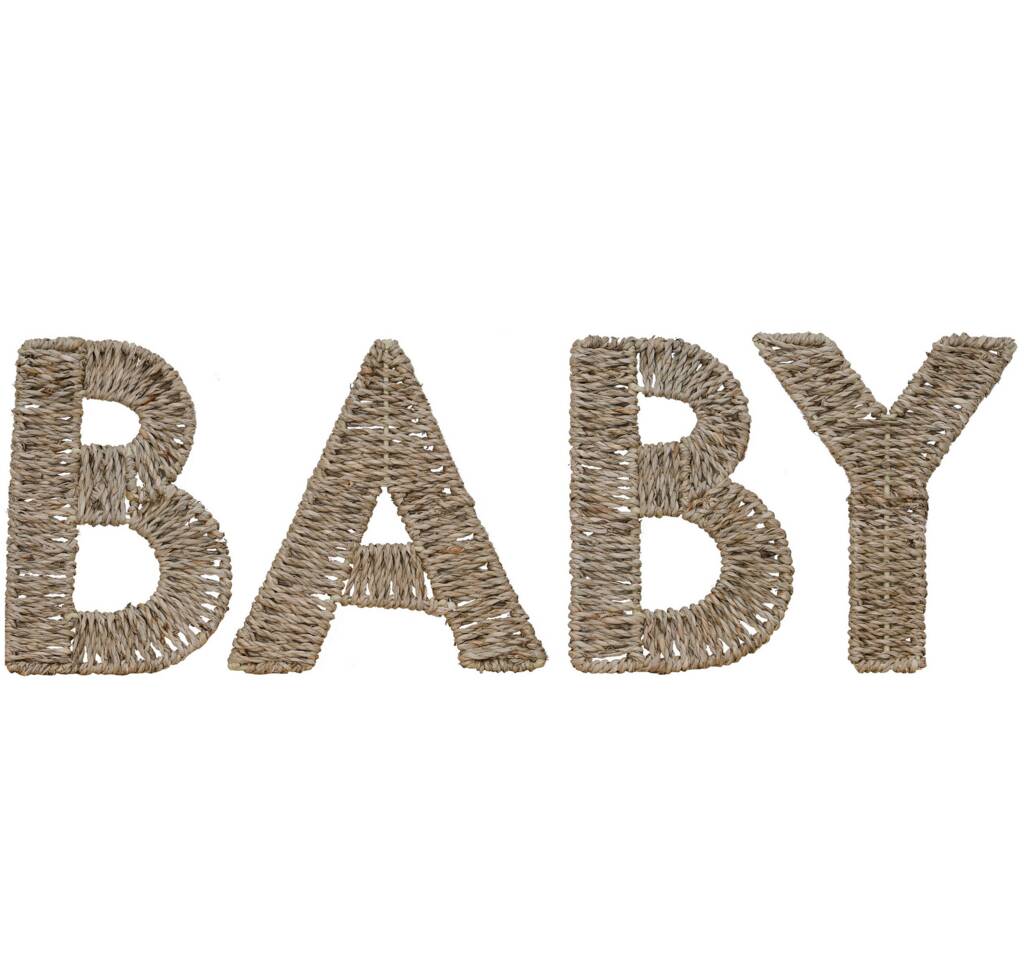 wicker lettering that spells BABY
