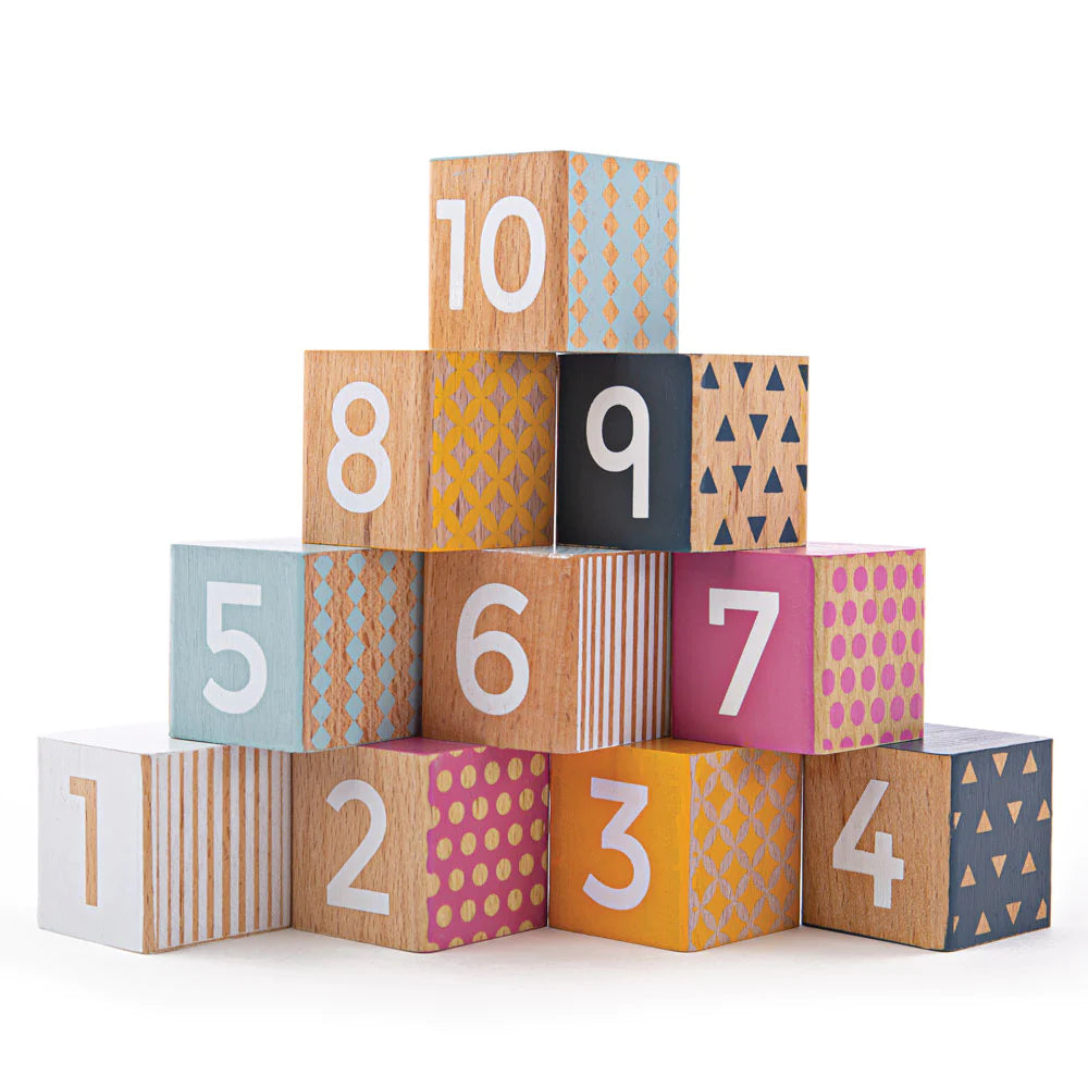 FSE wooden play blocks in scandi colours and white printed numbers