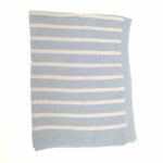 Baby Boy blanket, Blue and white striped cotton  blanket