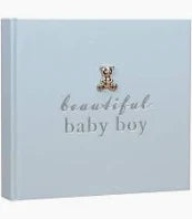 A blue Bambino baby photo album.