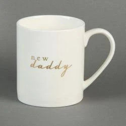 China new daddy mug in white with gold text.