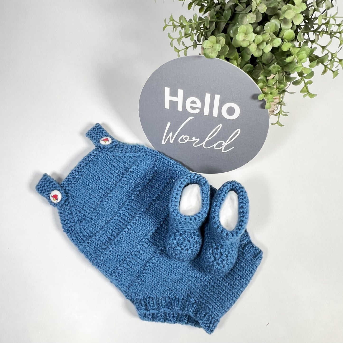 New Baby Boy Gift, Knitted Baby Romper And Matching Crocheted Baby Booties,  Baby Shower Gifts For Boys, New Mummy Presents