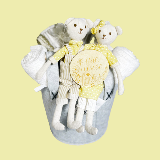 New Twins Baby Hamper, Neutral, Bamboo Baby Blankets