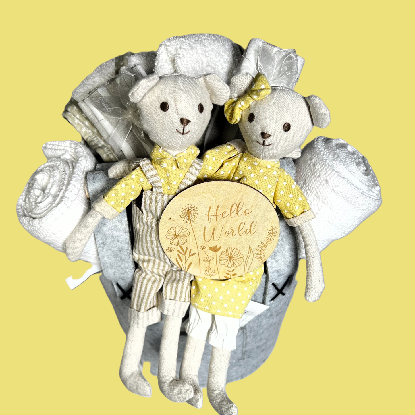 New Twins Baby Hamper, Neutral, Bamboo Baby Blankets