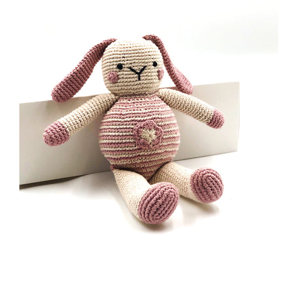 Pebblechild motif bunny in pink and cream.