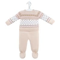 Faireisle cotton knit baby outfit
