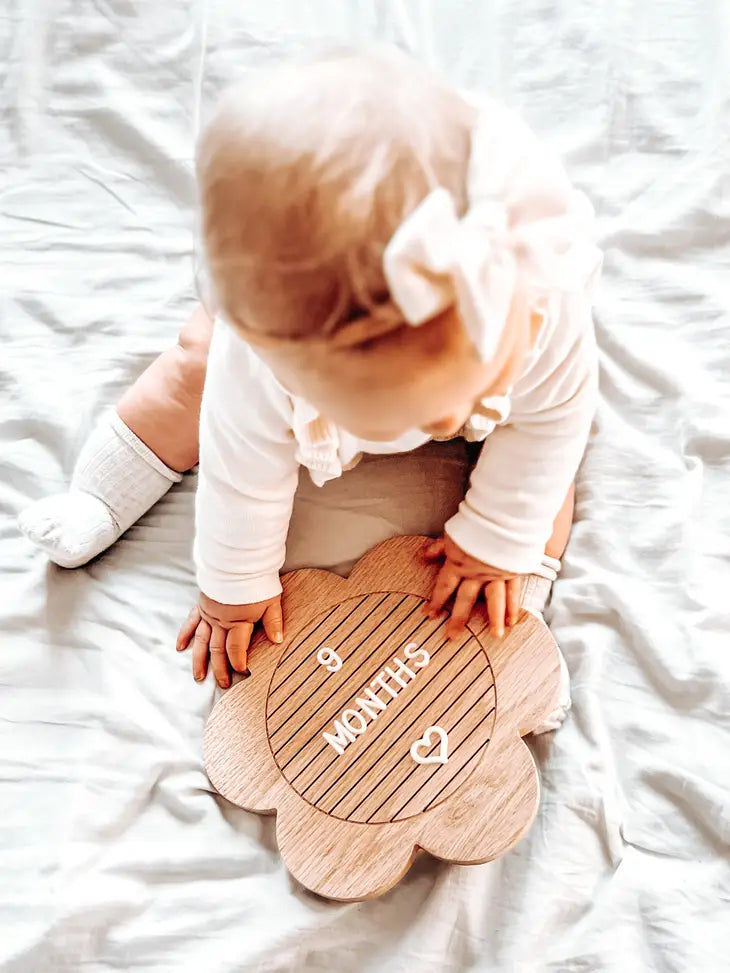 Baby shower gift of a wooden letterboard/ announcement gift.