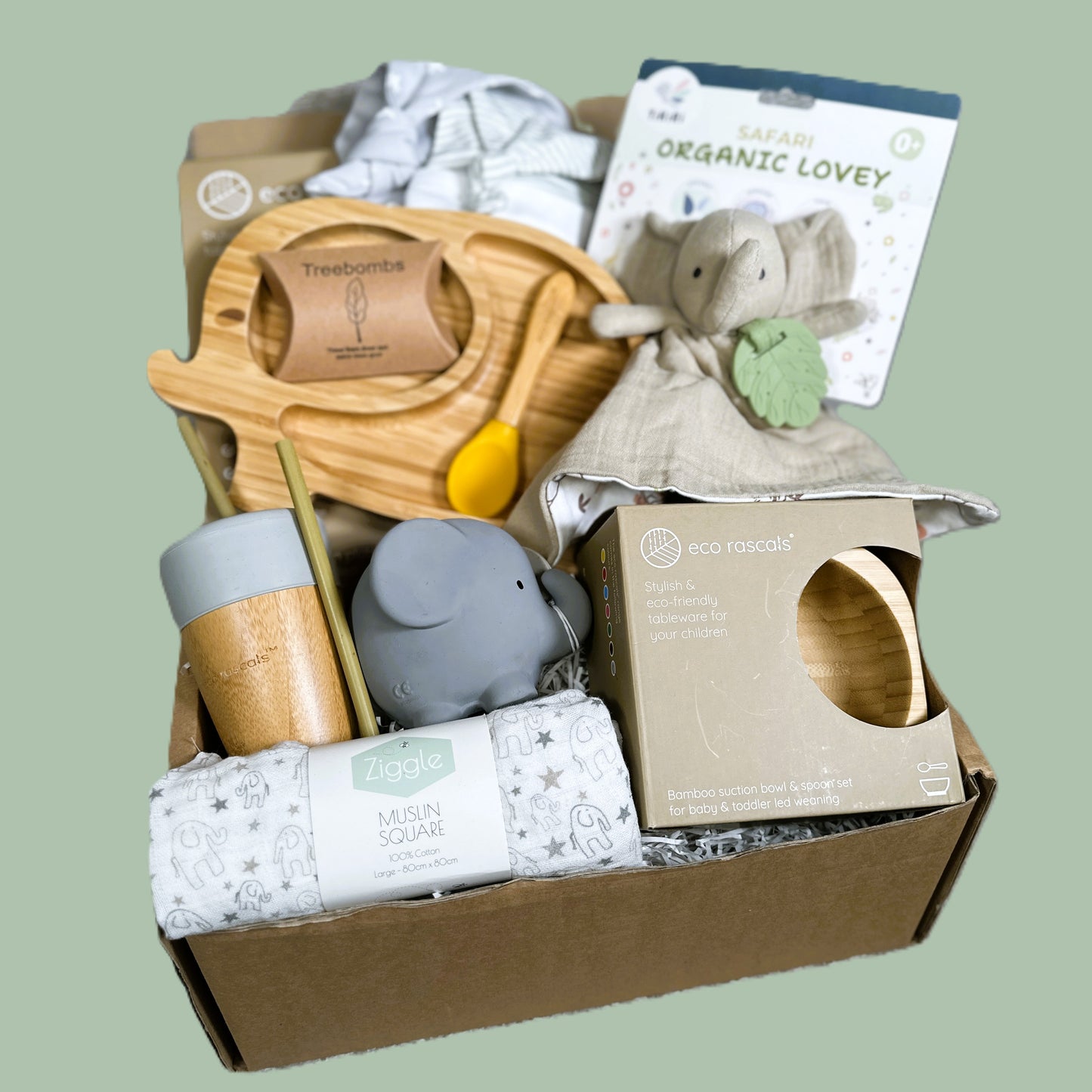 unisex eco friendly new baby hamper with bamboo baby plate