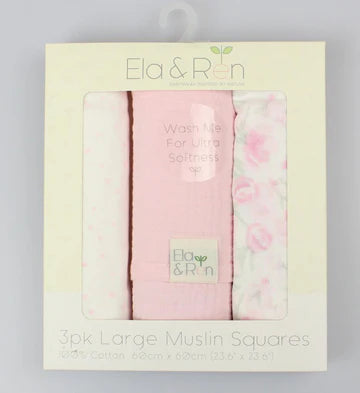 Pink and white baby muslin square gift