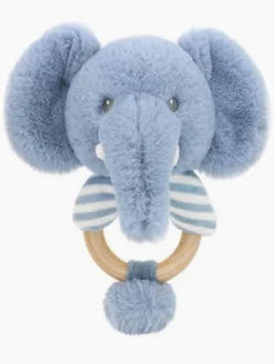 Eco Friendly Elephant Themed Blue New Baby Hamper Gift Box, Ezra Elephant Baby Rattle, Ziggle Cotton Soft Baby Blanket, Corporate Baby Gifts And Baby Comforter