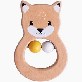 Fox Baby Rattle, Baby Shower Gifts, FSC Wooden Fox Baby Rattle, Sensory Baby Toys