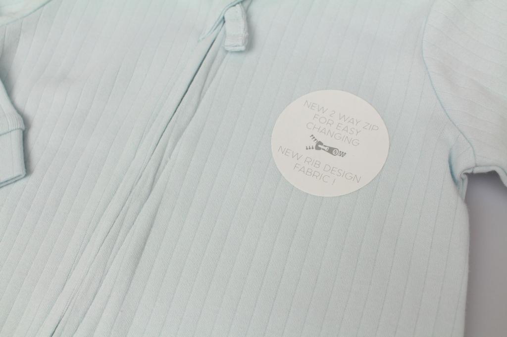 Organic cotton two way zipped baby sleepsuit