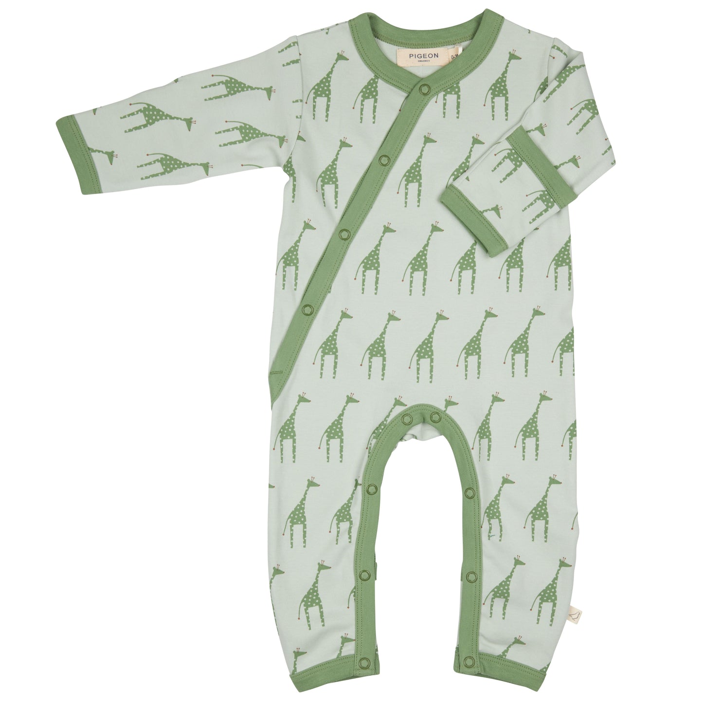 GREEN GIRAFFE PRINT BABY ROMPER
