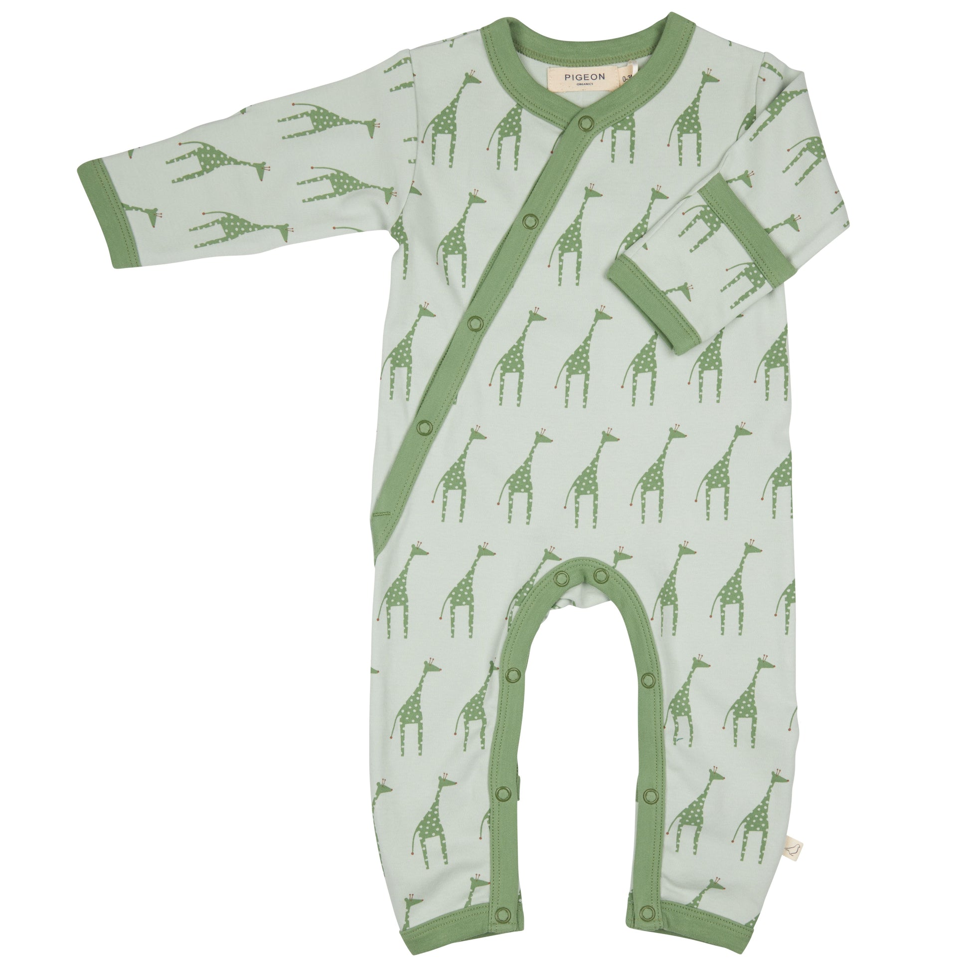 GREEN GIRAFFE PRINT BABY ROMPER