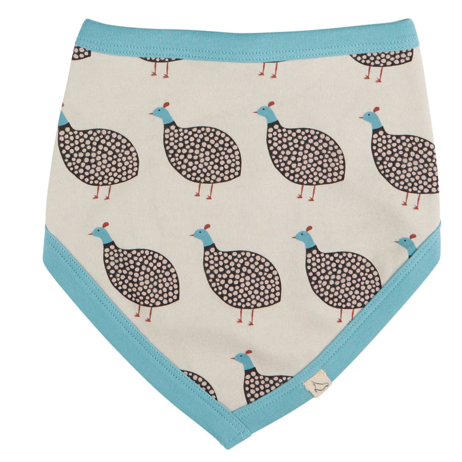 Guinea fowl print organic cotton reversible baby dribble bib.