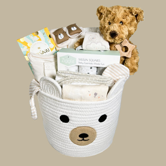 Neutral New Baby Gifts - Hey There Bear, Cotton Baby Clothes.