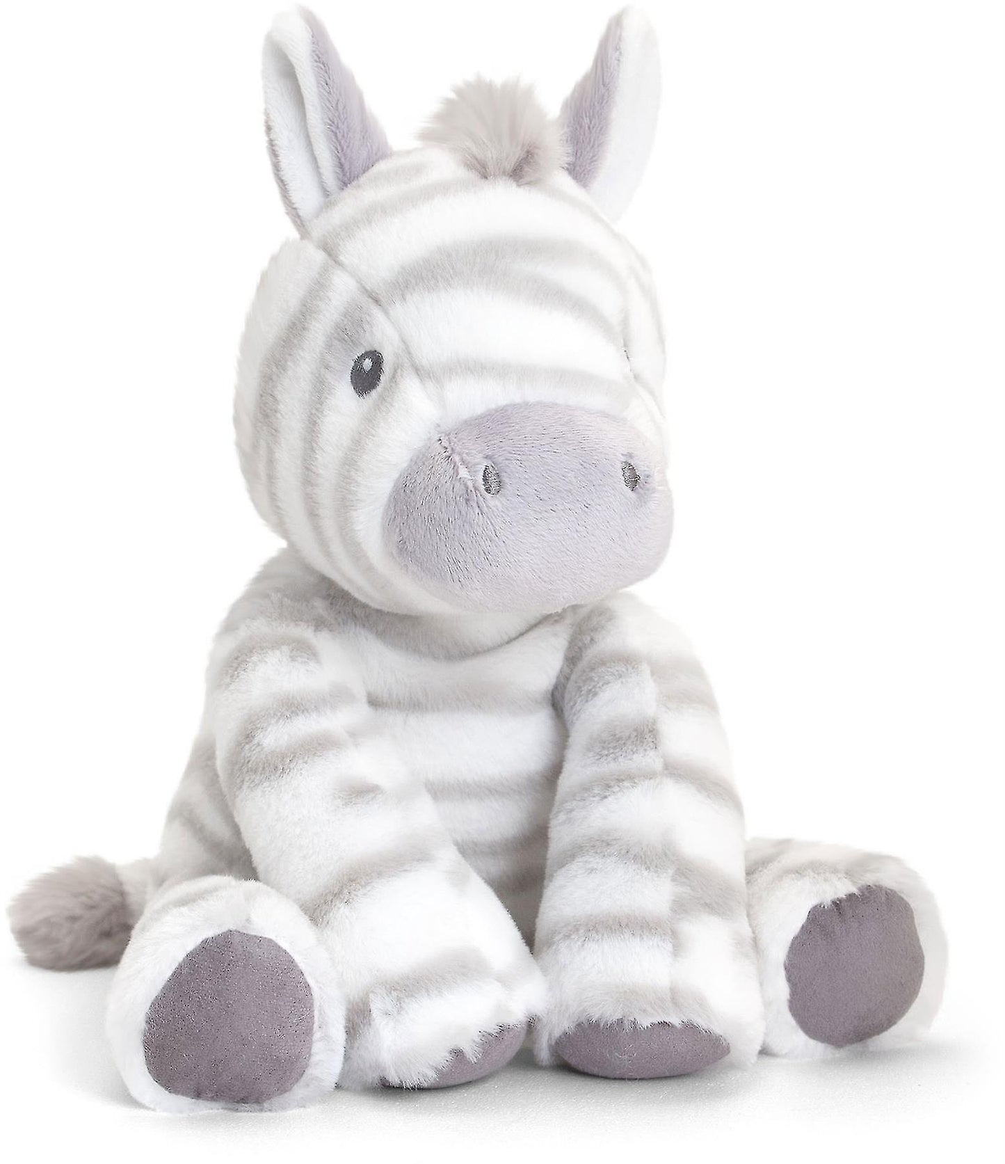 A 20cms tall baby soft toy - zebra with an embroidered face.