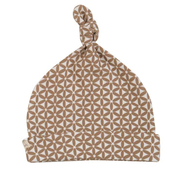 GOTS certified cotton baby knot hat in taupe