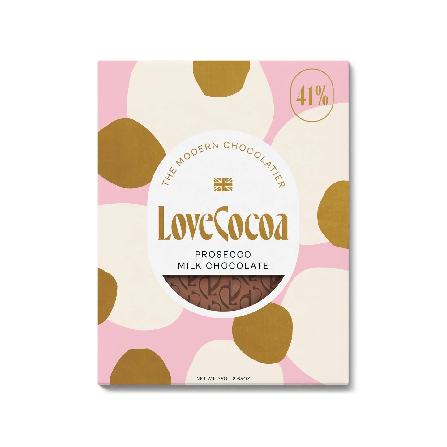 Love Cocoa prosecco flavoured milk chocolate bar.
