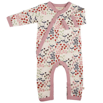 meadow print organic cotton baby romper