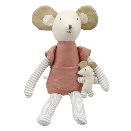 Wilberry mouse soft baby toy with a baby in her pocket.