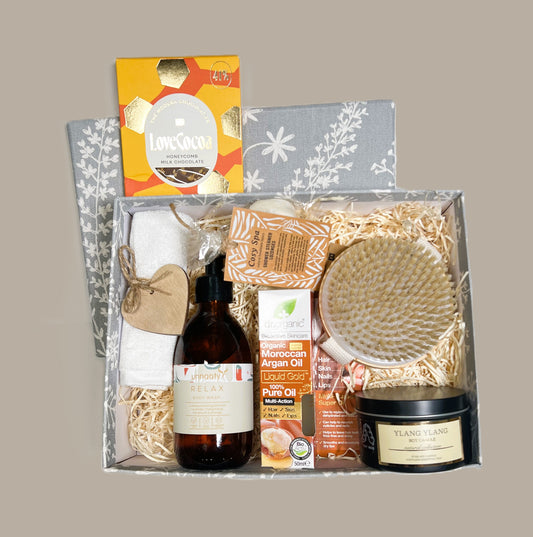 New mummy pamper hamper full of natural toiletries for the mummy o have a and a nice bar of chocolate too.