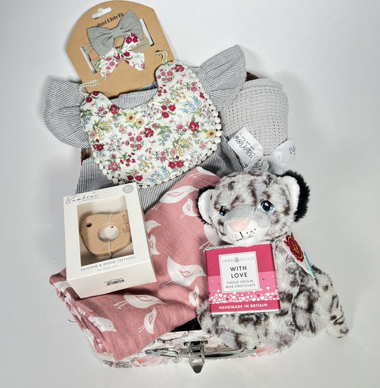 New Baby Girl Gift Hamper, Floral Delight New Parents Gifts, Cotton Baby Girl Short Romper, Baby Shower Gifts