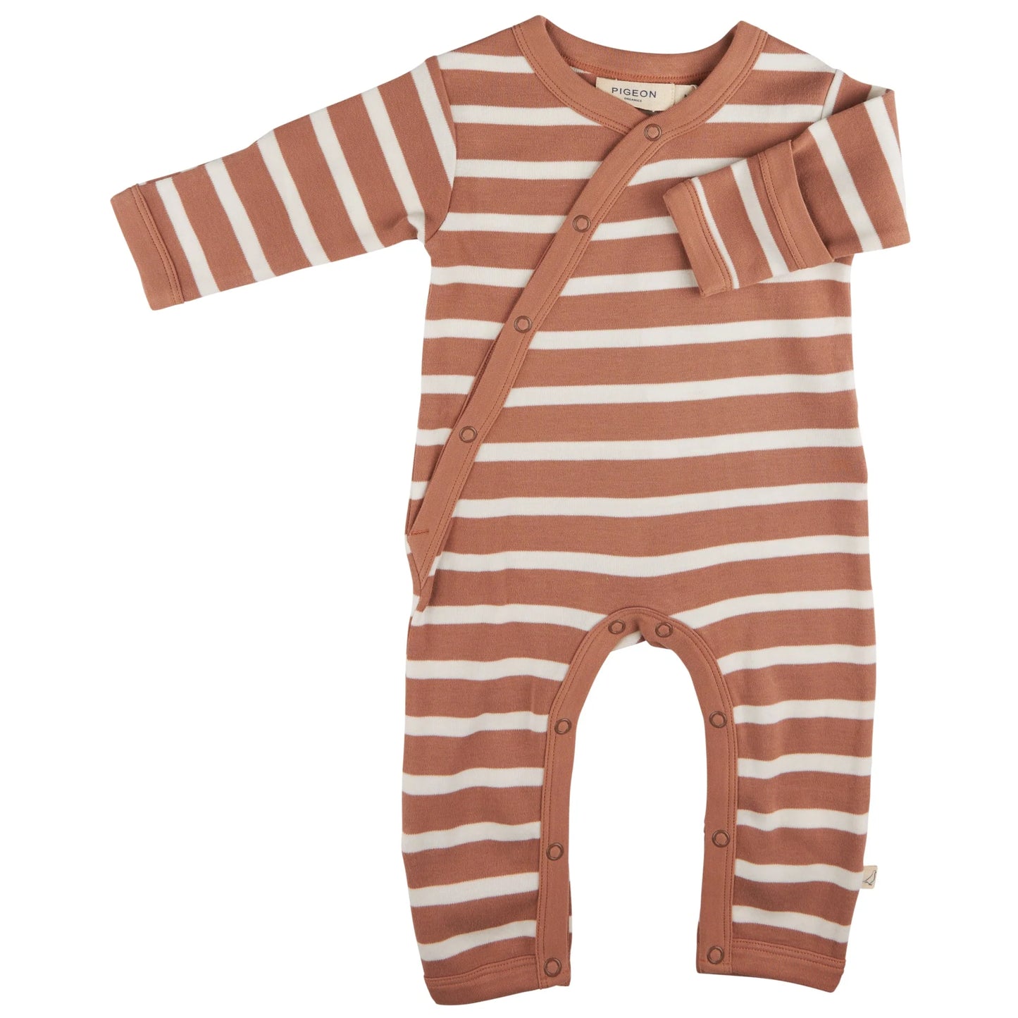 GOTS certified organic cotton baby romper with fold over cuffs and feet.