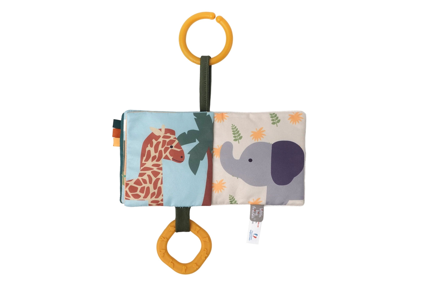 Baby cloth sensory book with silicone teether