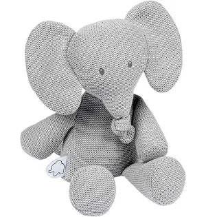 Tembo knitted elephant plush toy on a white background