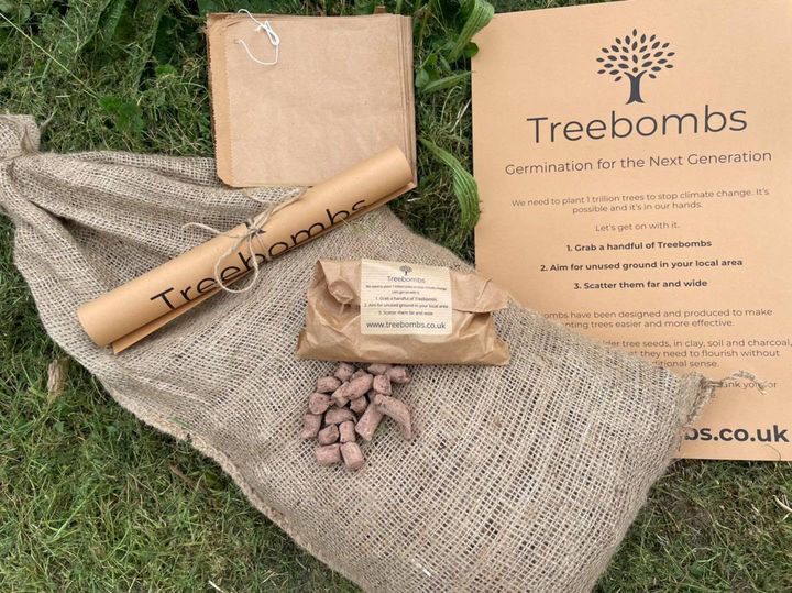 Treebombs are tree seed coated in clay. Throw them down and trees grow.