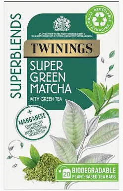Twining Match green tea biodegradable tea bags.