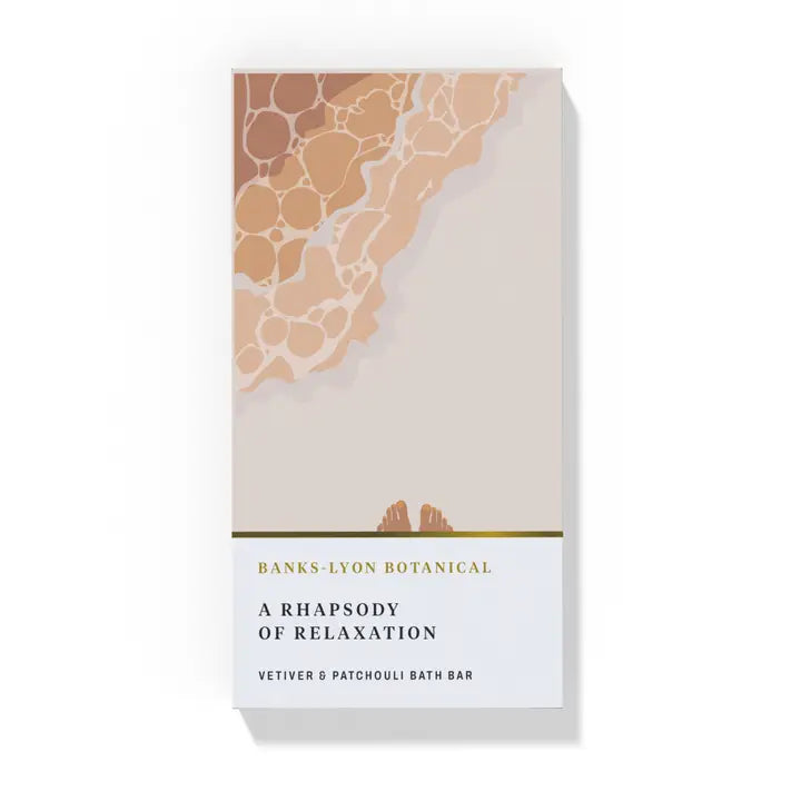Banks Lyon Botanical bath bar packaging with abstract design and text.