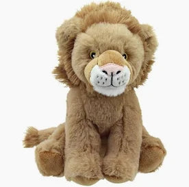 Plush lion toy on a white background