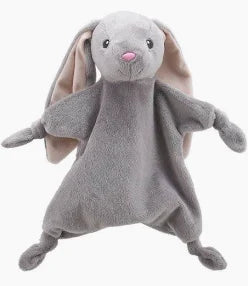 Wilberry eco baby comforter bunny with embroidered face and long floppy ears on a white background