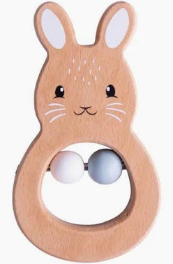 FSC wooden bunny baby rattle