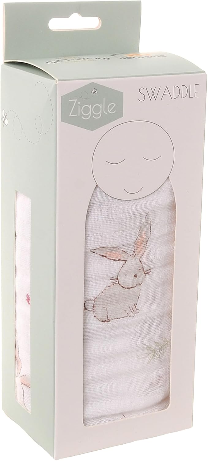 Ziggle bunny print baby swaddle blanket
