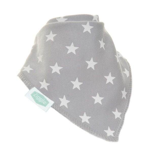 Ziggle grey and white stars baby bib