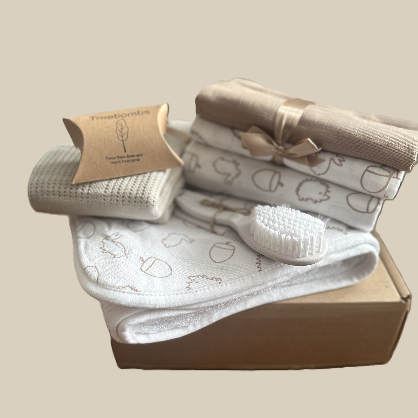 New Baby Gifts - Baby Basics Hamper - Neutral - Swaddle, Baby Blanket