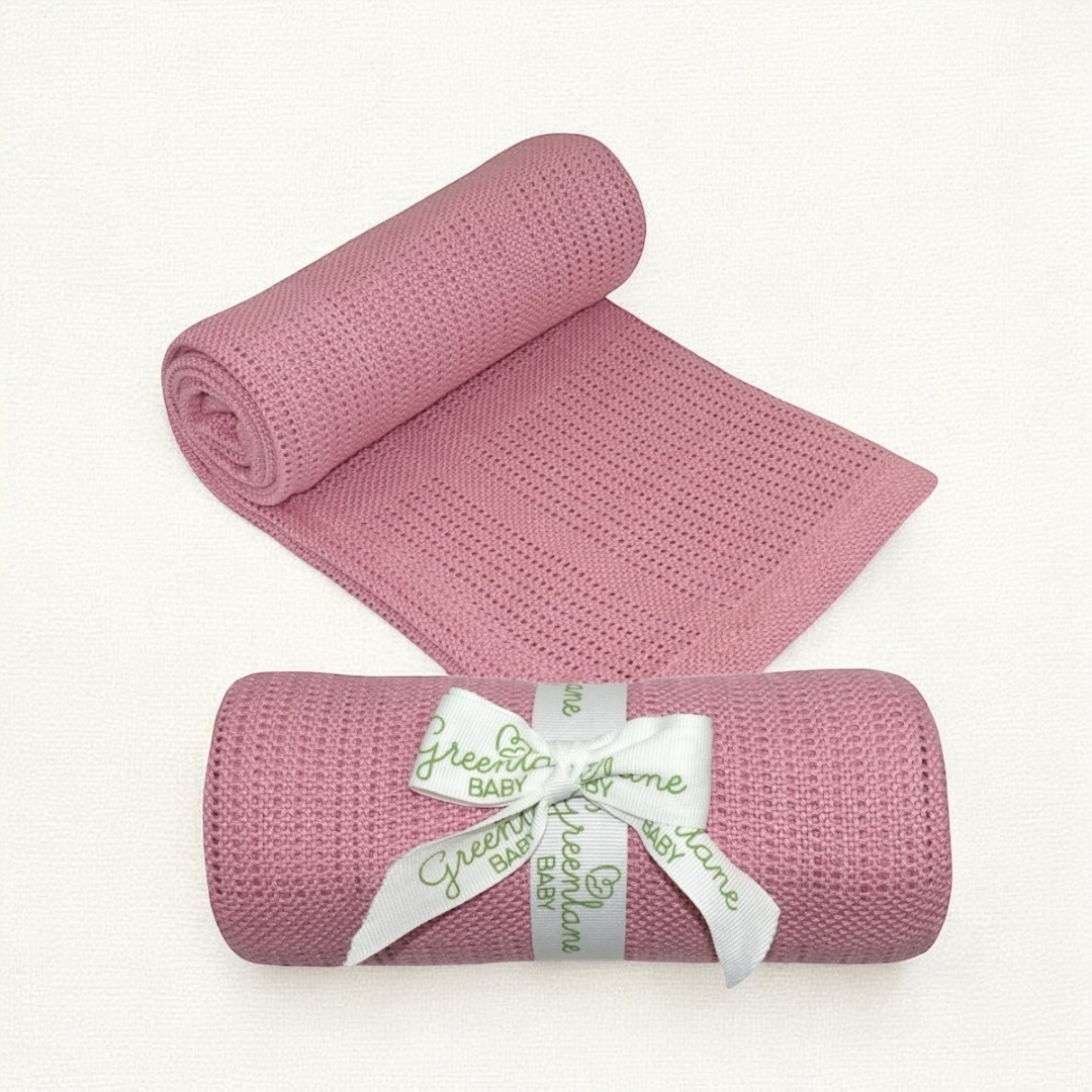 dusky pink baby blanket bamboo and cotton