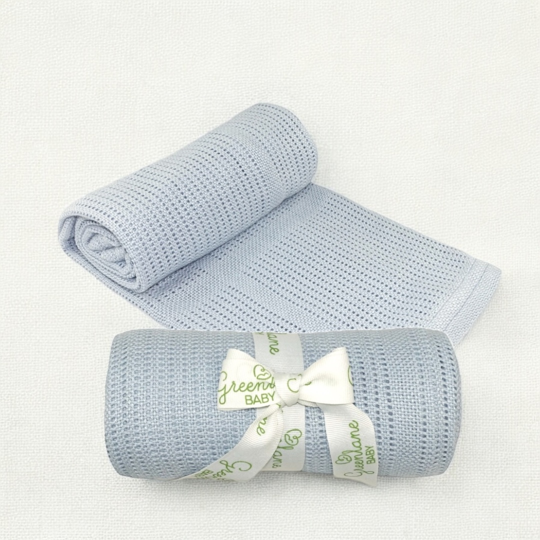 bamboo and cotton baby cellular blanket blue