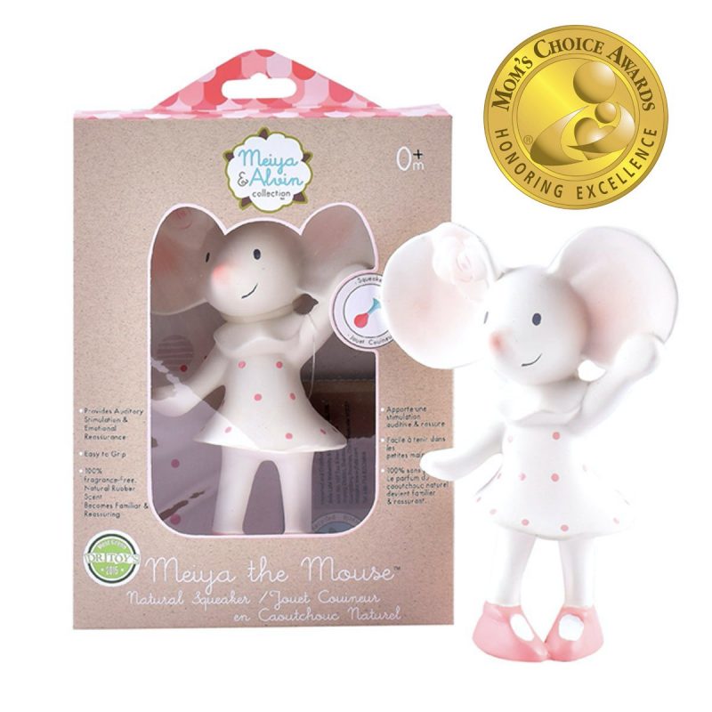 Tikiri Meiya mouse squeaker baby toy in natural rubber